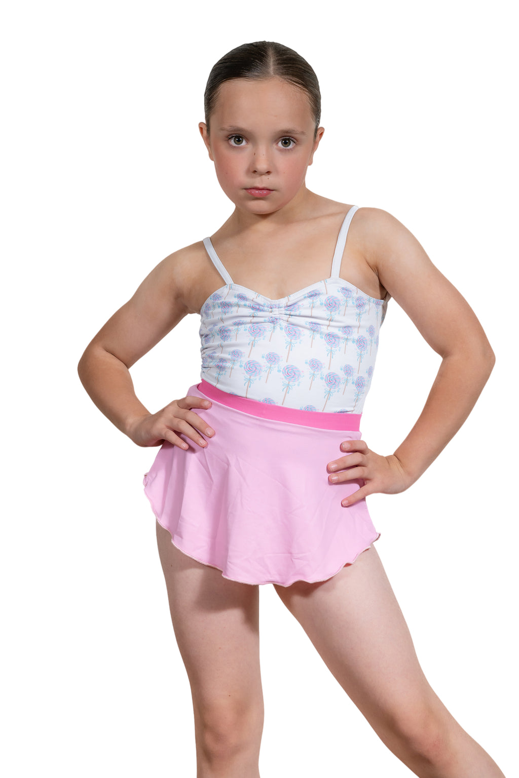 Kids Bubblegum Lollipop Print Pink and Blue Leotard